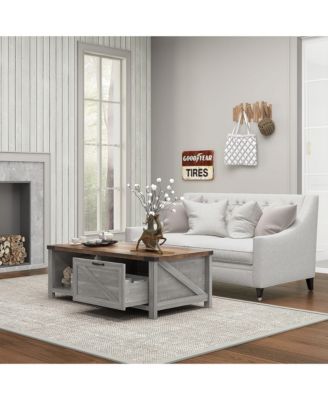 Farmhouse Table with Storage and Drawer, Distressed