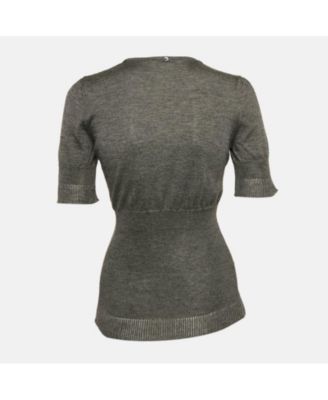 Women's Grey Stretch Knit Short Sleeve Jumper