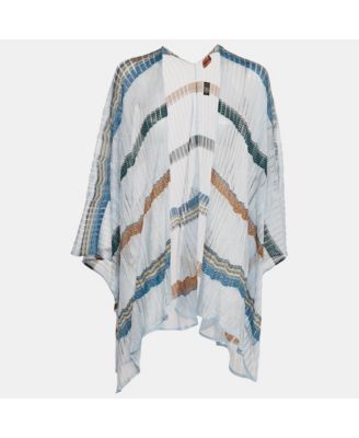Women's Pre-Owned M Missoni Blue Lurex Knit Open Front Cardigan One