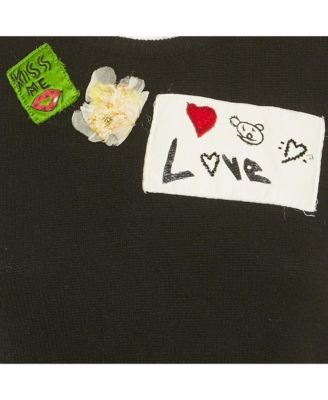 Women's Black Applique Cashmere Knit Jumper