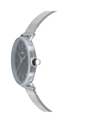 Women's 30mm Black Sleek Stainless Steel Mesh Band Watch