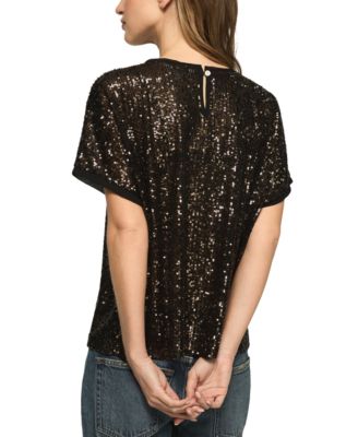 Women's Sequin Short-Sleeve Top
