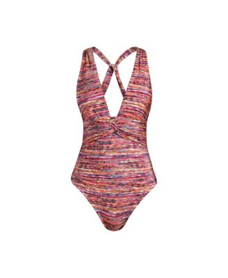 Women's Shimmer Ripple V-Plunge One Piece