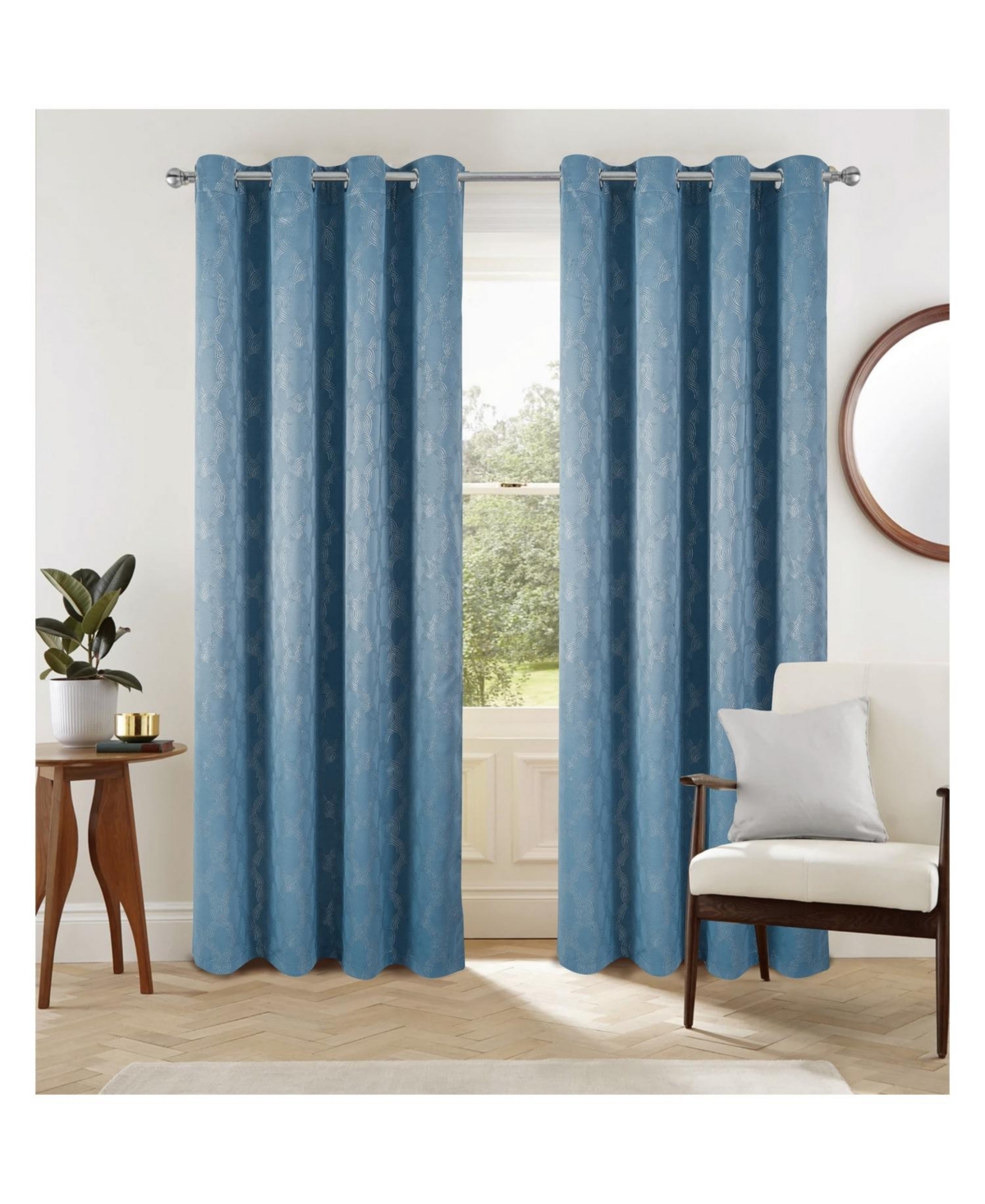 Oliva Gray Jansen Rubber Blackout Grommet Panel - 54"x84" Blue