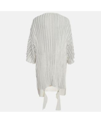 Women's Pre-Owned Chloe Off-White Patterned Knit Mini Dress with Flared Sleeves