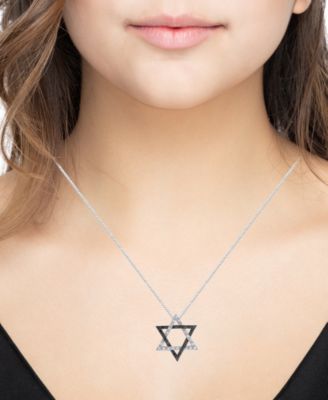 White and Black Diamond Star of David Pendant Necklace (1/6 ct. t.w.) in Sterling Silver