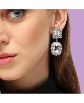 Women's Silver  Crystal Drop Earrings