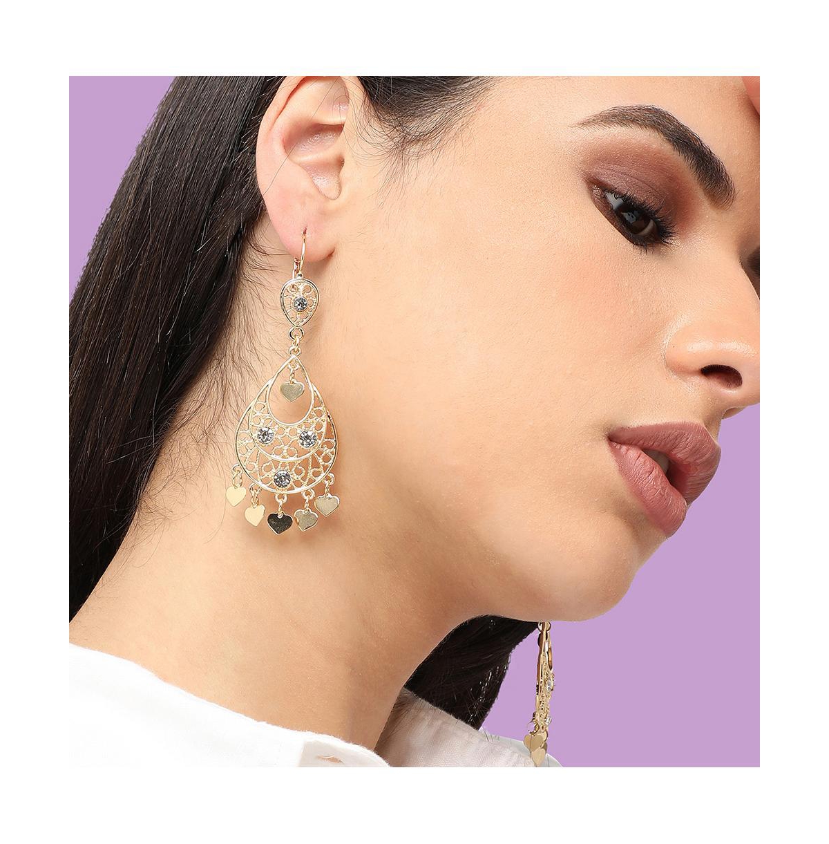 Sohi Women's Silver Regal Drop Earrings