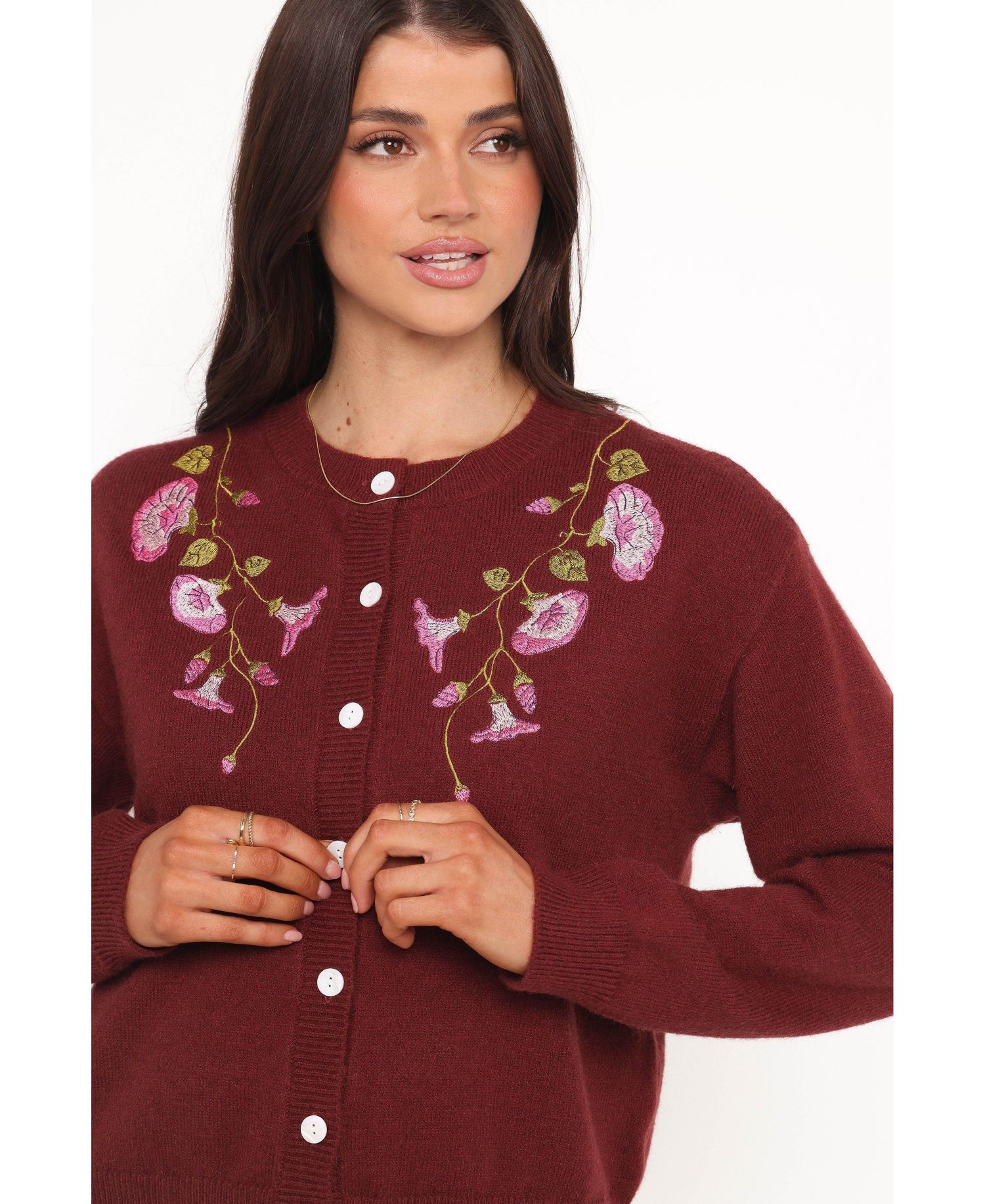 Women's Brittany Placed Embroidery Flower Cardigan