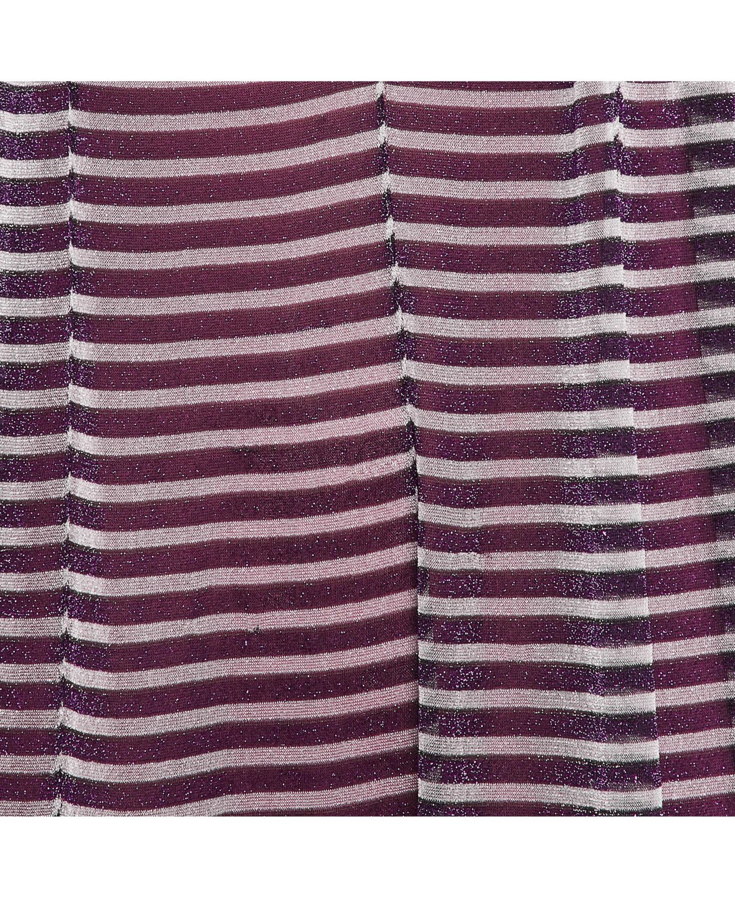 Women's Purple Stripe Lurex Silk Knit Maxi Dress