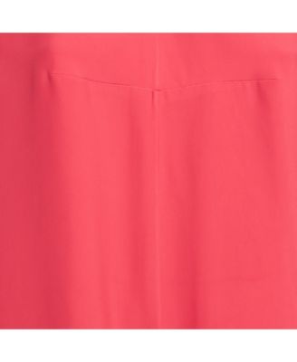 Women's Red Crepe Long Sleeve Maxi Dress