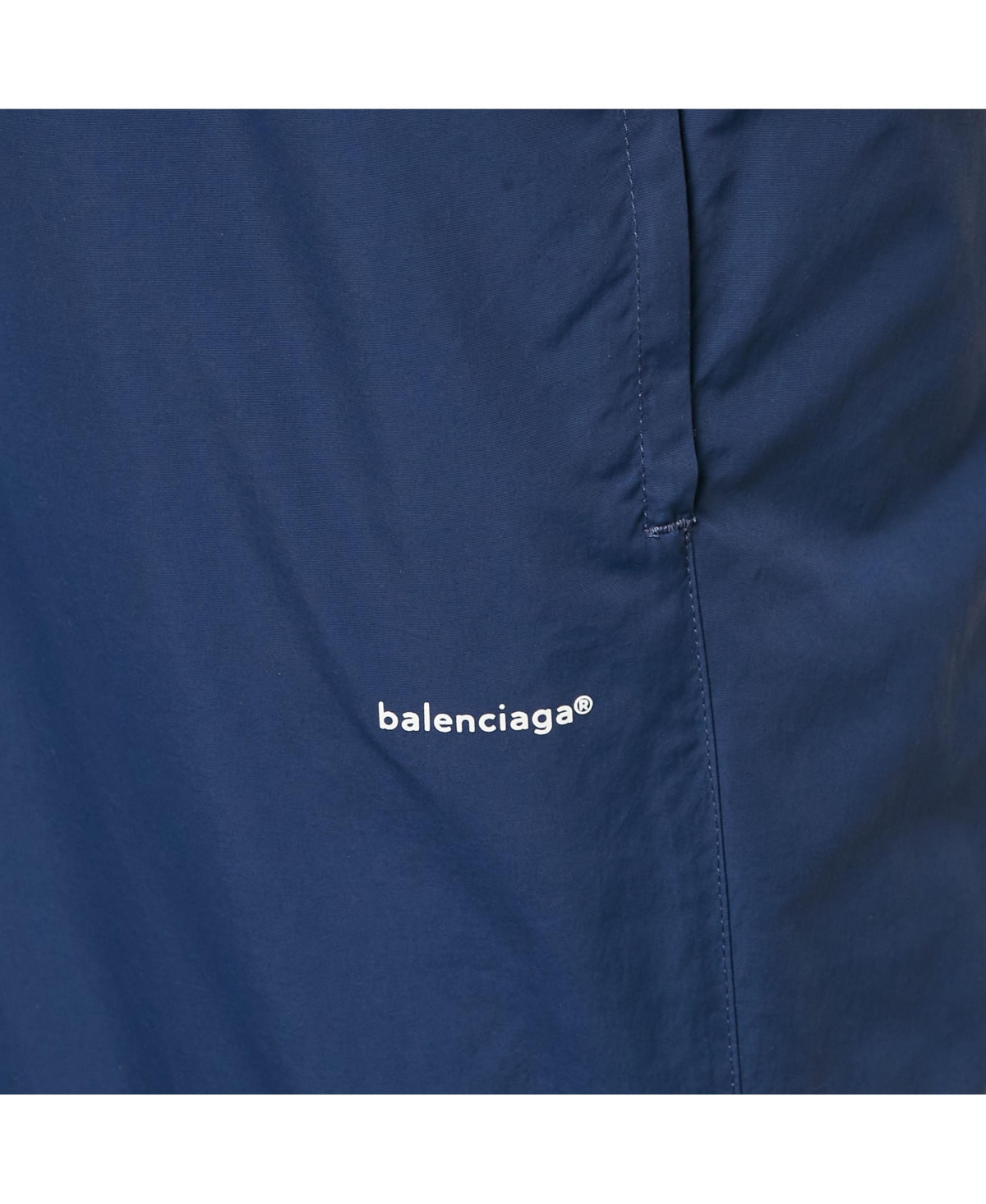 Pre-Owned Balenciaga Men's Navy Blue Logo Print Nylon Pants