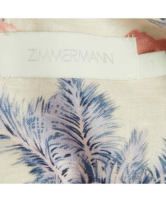 Women's Pink Palm Tree Print Linen Halter Neck Maxi Dress