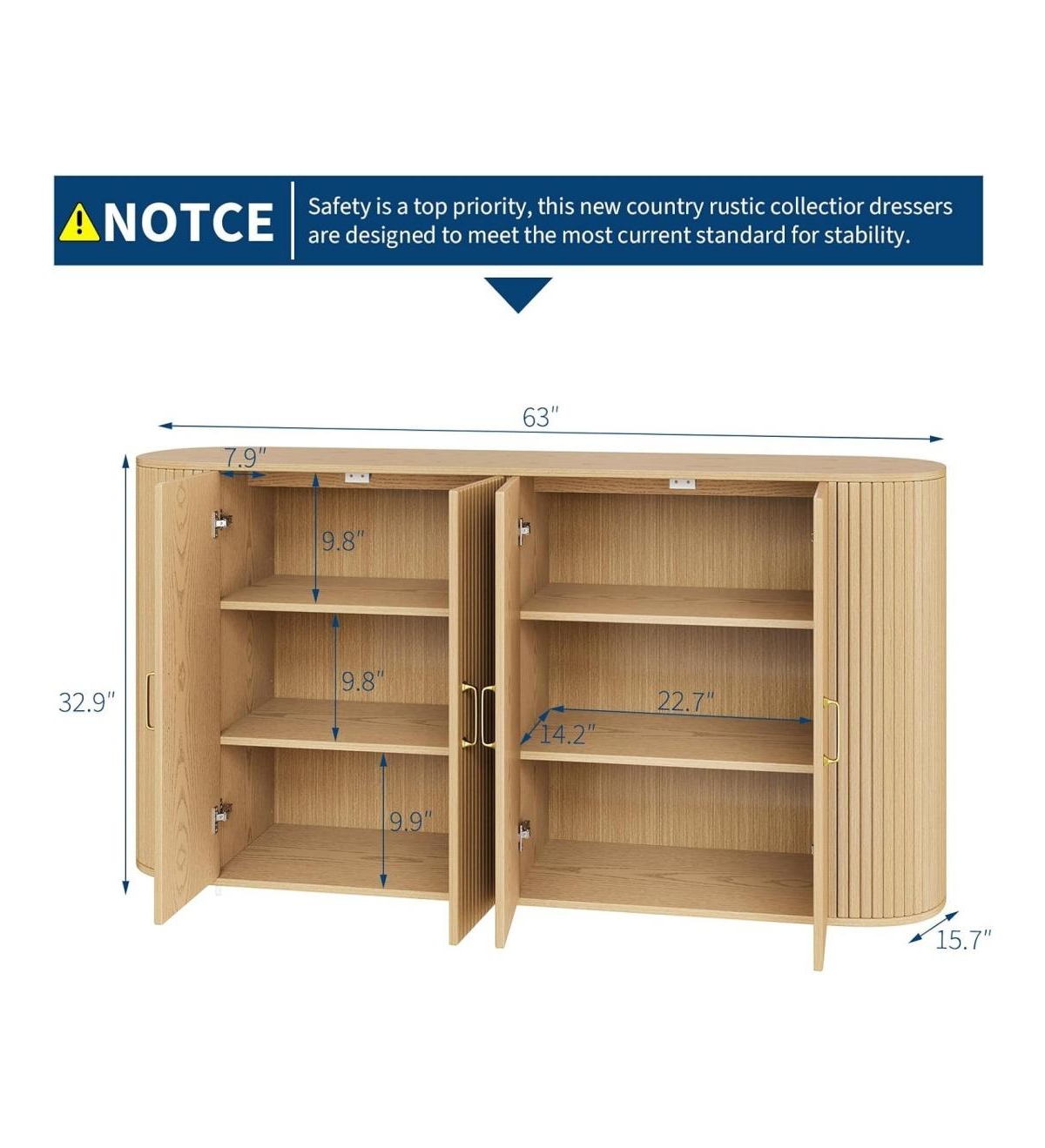 Gaomon 63" Sideboard Buffet Cabinet with Storage,Modern Wooden Sideboard,Media Console Cabinet for Dining Room, Living Room