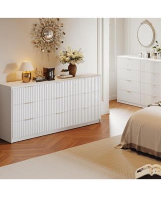 9 Drawer Dresser for Bedroom Storage, Modern Dressers & Chests of Drawers with Fluted Front, Versatile Dresser