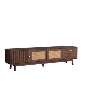 Modern Storage Cabinet Farmhouse TV Stand with Sliding Doors and Drawer