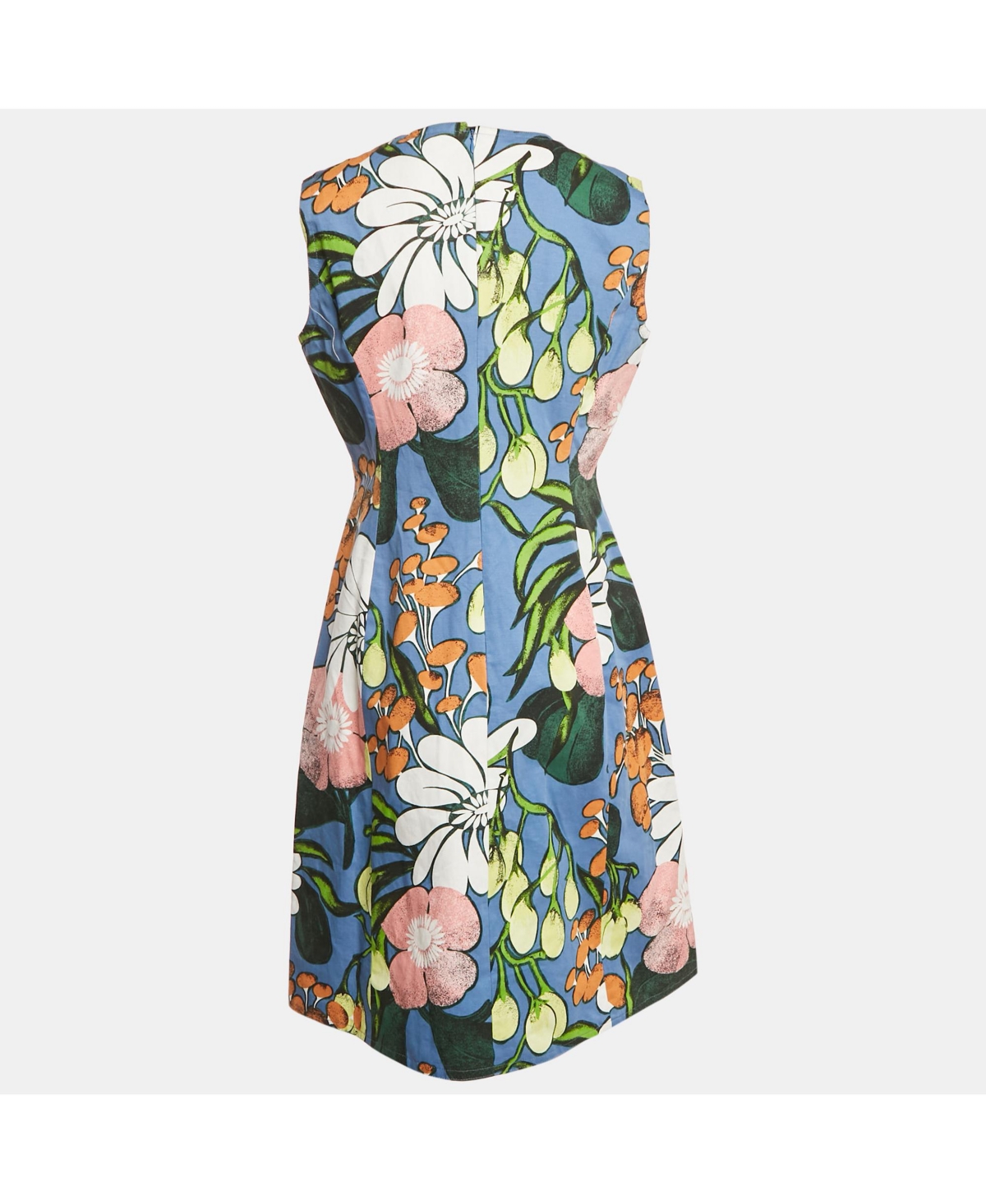 Pre-Owned Marni Women's Blue Printed Cotton Blend Sleeveless Short Dress