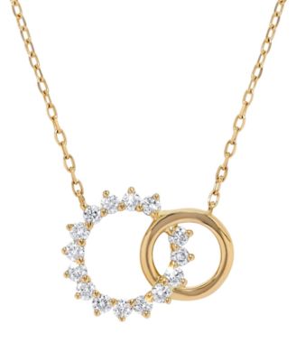 Double Circle Diamond Necklace (3/8 ct. t.w.) in 14k Yellow Gold