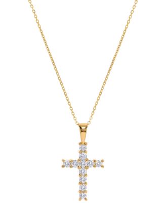 Macy's - Diamond Cross Pendant Necklace (5/8 ct. t.w.) in 14k Yellow Gold