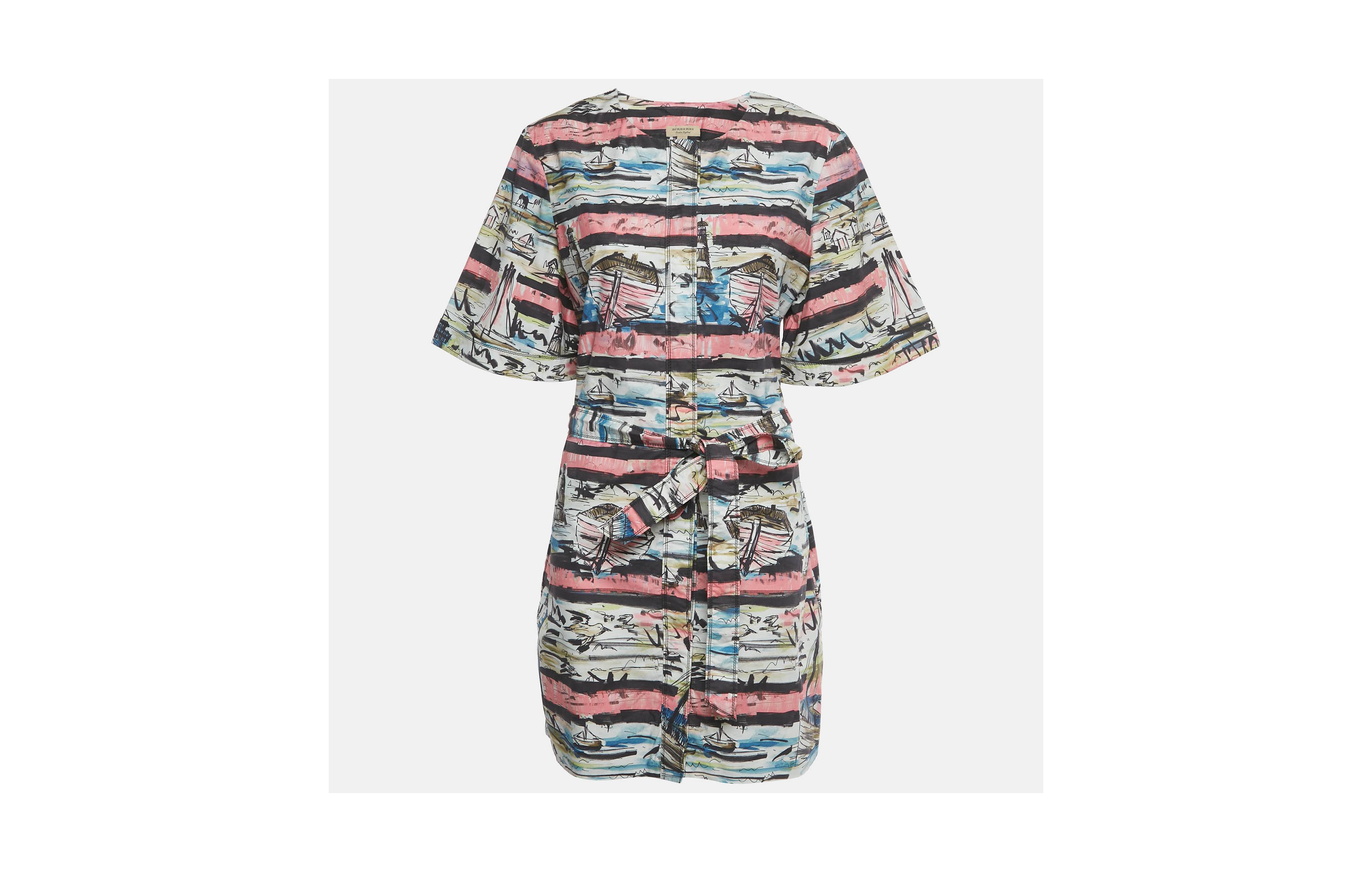 Pre-Owned Burberry Women's Multicolor Lighthouse Print Cotton Mini Shirt Dress