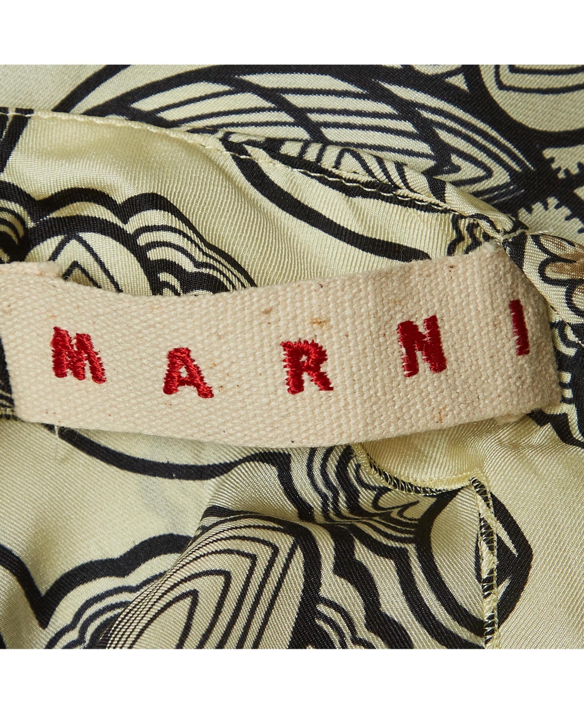 Pre-Owned Marni Women's Cream Floral Print Silk Long-Sleeve A-Line Dress