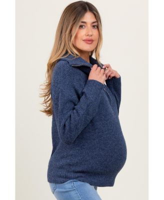 Maternity Burgundy Half Zip Pullover Sweater