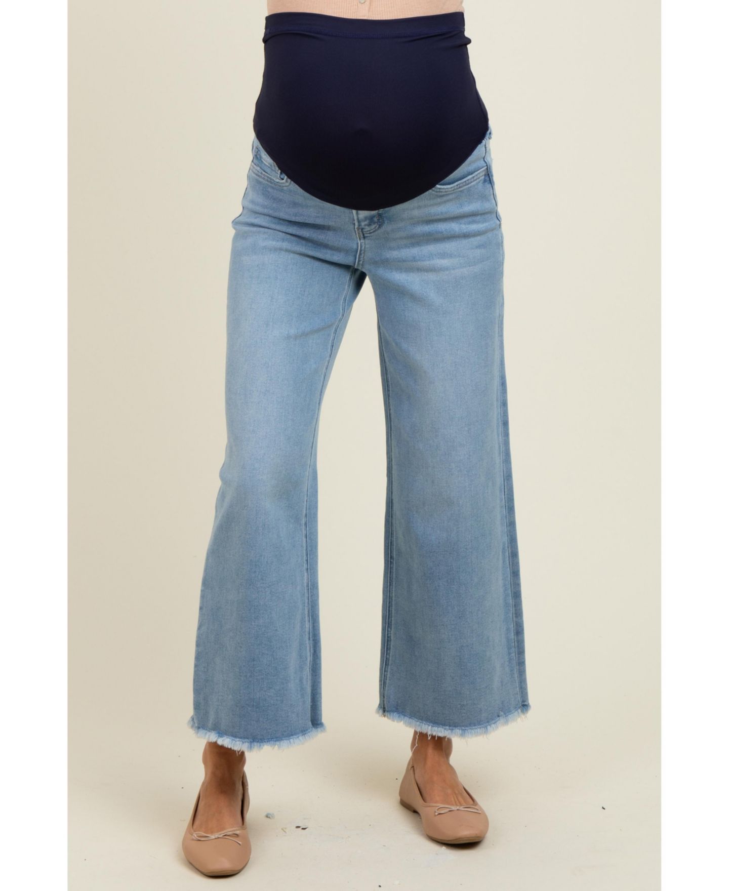 Женские джинсы Pinkblush Maternity Blue Fringe Hem Ankle Wide Leg, цвет: Синий — фото 2