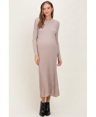 Maternity Thick Ribbed Knit Maxi Sweater Dress
