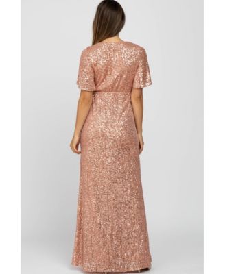 Maternity Sequin Short Sleeve Maxi Dress