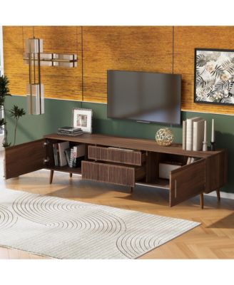 Mid Century TV Stand with 2 Drawers, Media Console Table for TVs up to 80" with Storage