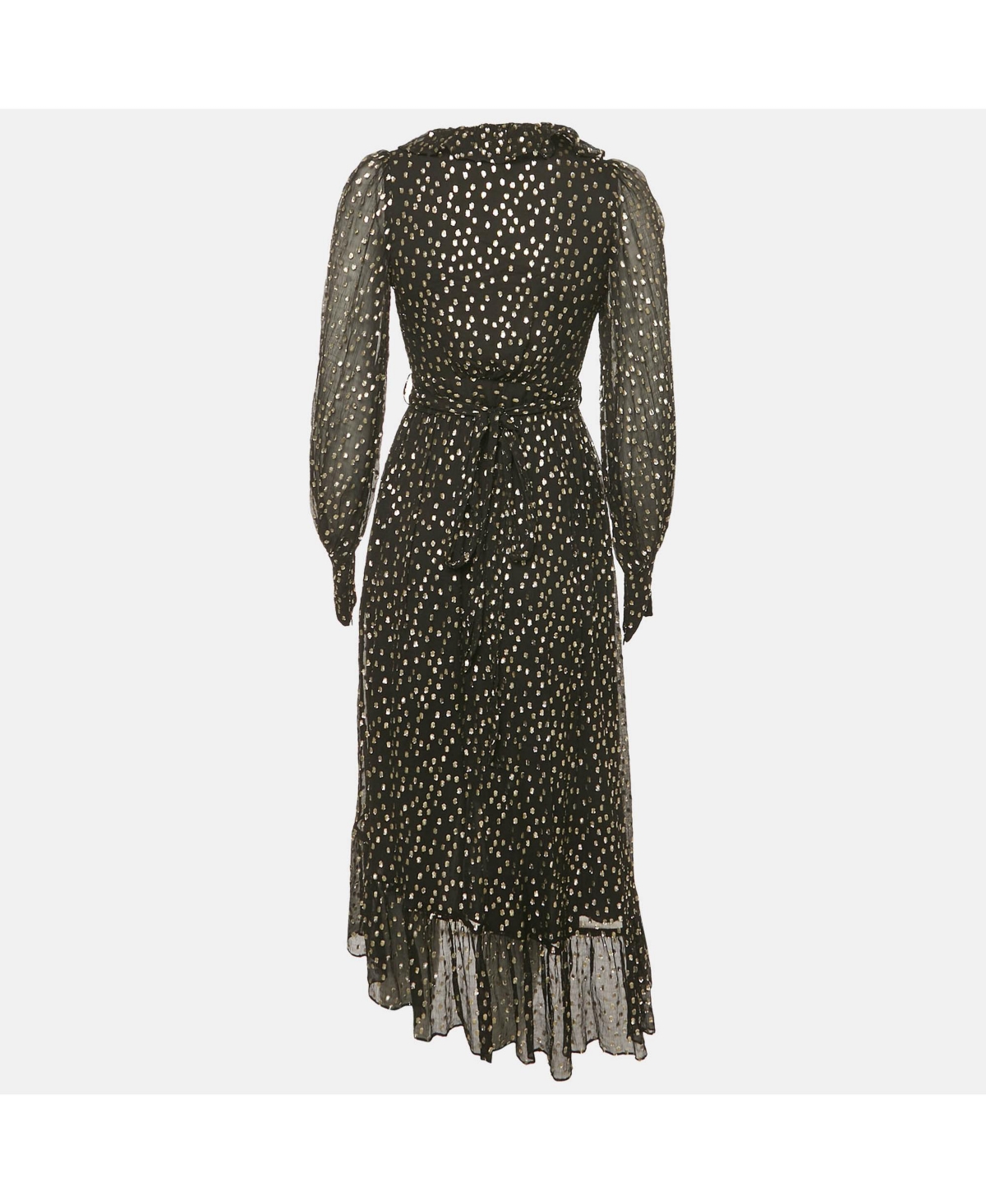 Pre-Owned Zimmermann Women's Black Fil Coupe Silk Wrap Midi Dress