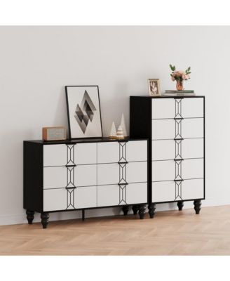 5 Drawer Dresser with Vintage Pattern Design, Modern and Stylish Dresser