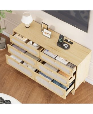 6 Drawer Dresser for Bedroom, Wide Modern Chest of Drawers