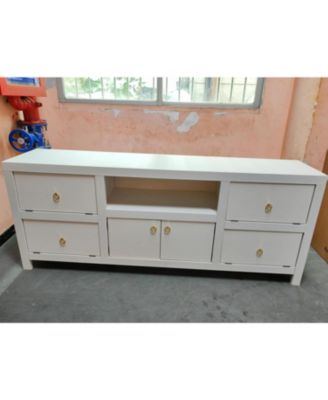 Rustic 6-Door Wooden TV Cabinet – Wide Storage Console for Media Devices, Electronics & Stylish Entertainment in Living Room