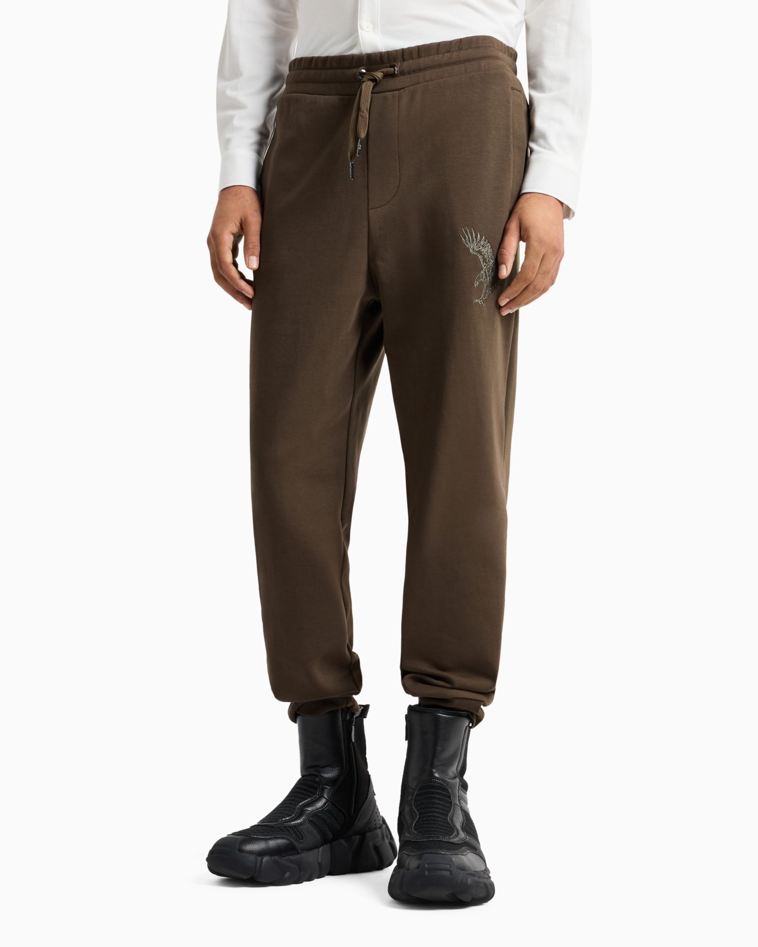 Men's Regular-Fit Eagle Logo Embroidered Joggers