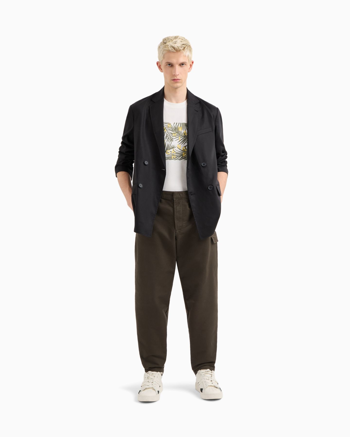 Мужская футболка A|X Armani Exchange Palm Graphic, цвет: Молочный белый — фото 4