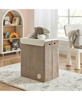 Collapsible Corduroy Kids Plush Laundry Hamper Toy Storage