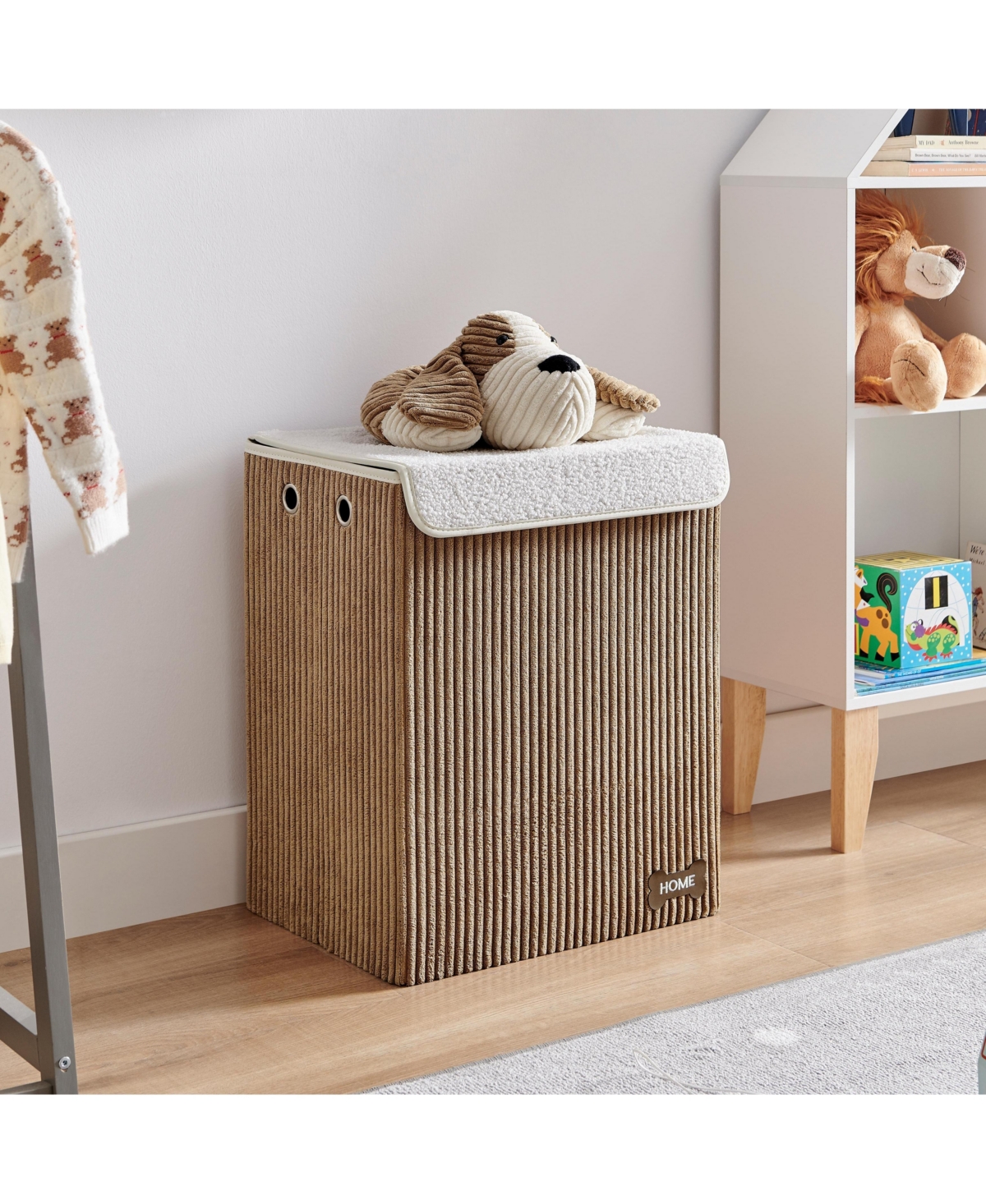 Danya B Collapsible Corduroy Kids Plush Laundry Hamper Toy Storage