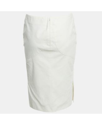 Women's White Cotton Midi Skirt