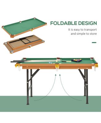 55Inch Folding Pool Table with Professional Green Felt and Complete Accessory Set Space Saving Billiards Table