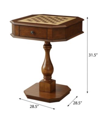 Cherry Wood Game Table with BuiltIn Chessboard and Two Storage Drawers Sturdy Pedestal Base for Organized Gaming and Display