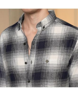 Men's Charcoal Black & Ivory White Ombre Buffalo Check Shirt