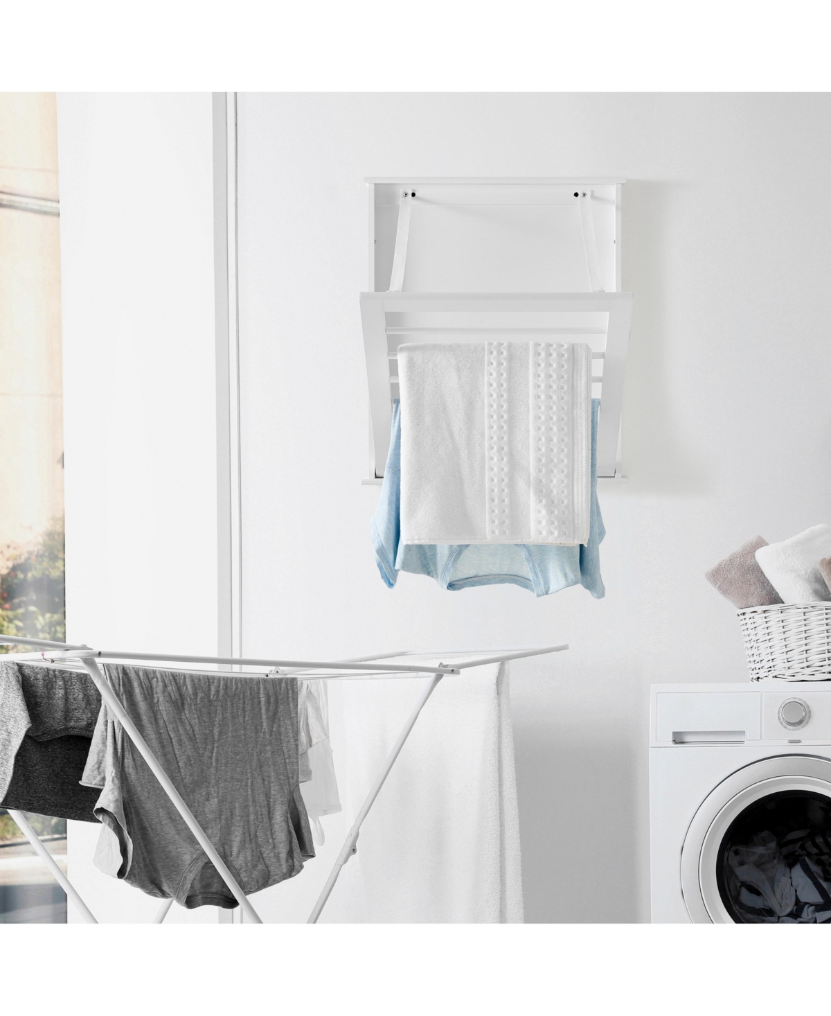 Danya B Folding Wall Mounted Drying Rack - White