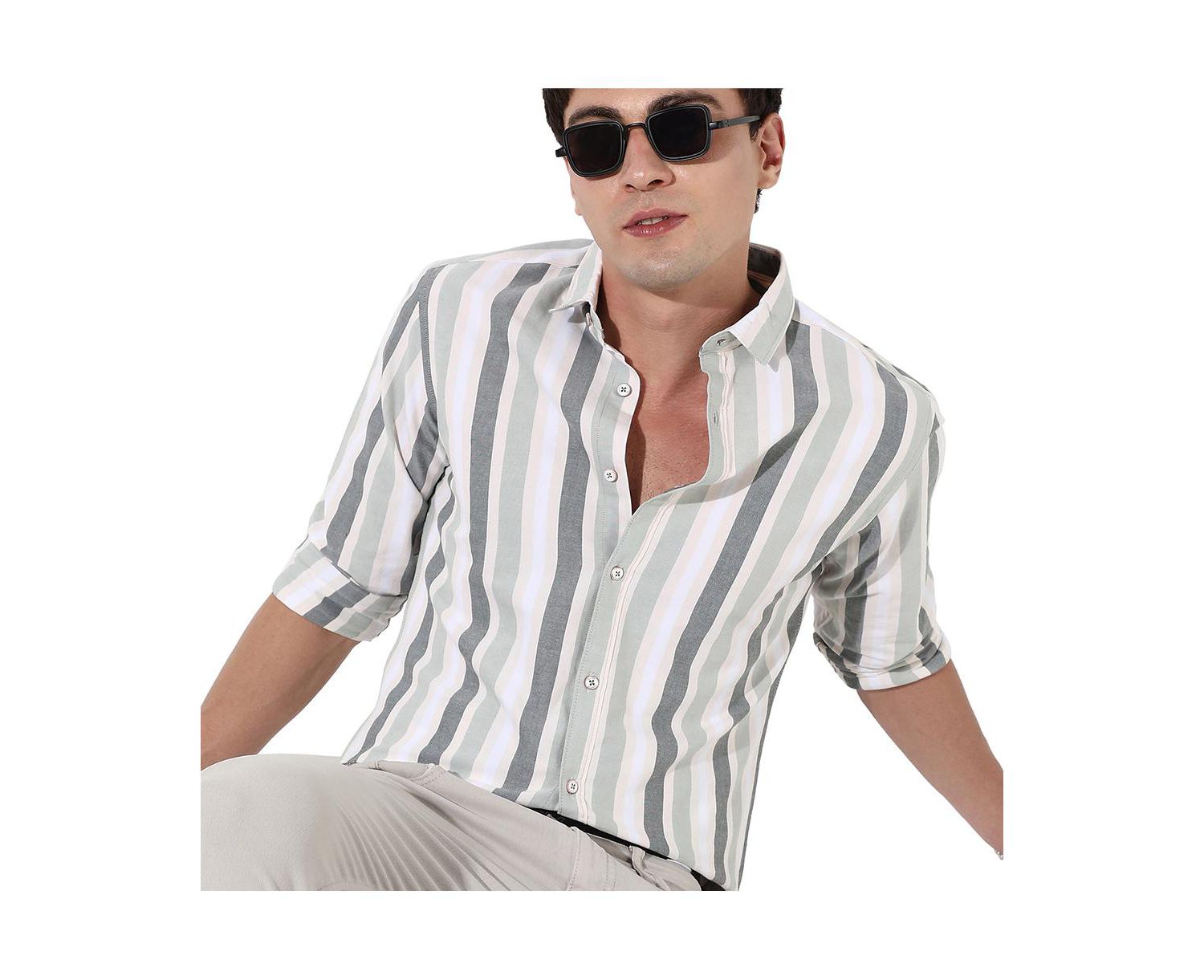 Men's Multitrack Striped Button Up Shirt
