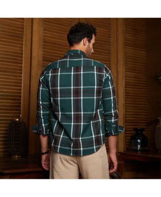 Men's Ecru Beige & Midnight Black Withering Flora Imprint Shirt