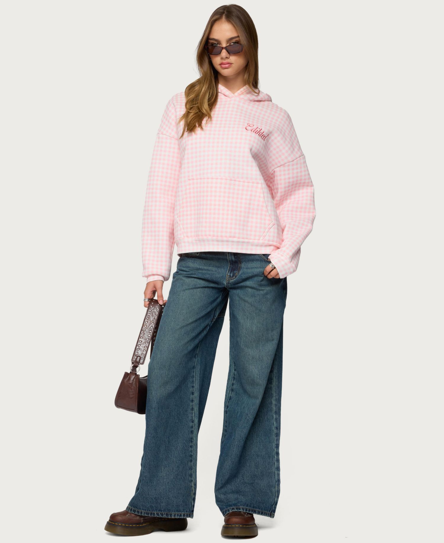 Women's Edikted Gingham Oversized Hoodie