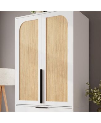 Armoire Wardrobe Closet, 69.5" Wooden Wardrobe Cabinet with 3 Drawers, Hanging Rod, 2 Doors Clothing Storage Cabinet