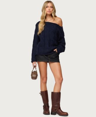 Women's Nellie Off Shoulder Cable Knit Sweater