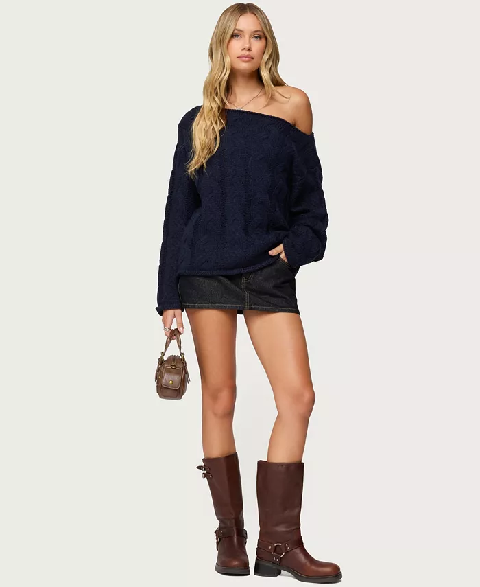 Women's Nellie Off Shoulder Cable Knit Sweater - thumbnail 5