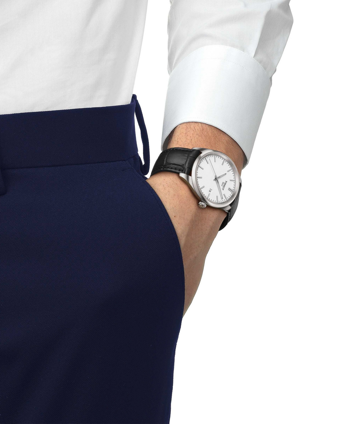 Tissot Men's Black Leather Bracelet Watch, 40mm